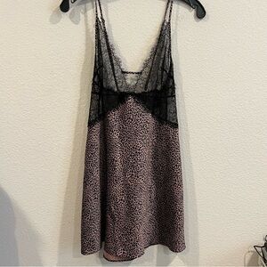 Victoria’s Secret black lace and leopard print sexy night dress gown size xlarge